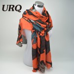 Designer Twill Cotton Scarves Big Flower Print Women Long Scarfs Ladies tassel Shawl Wrap X9A18435