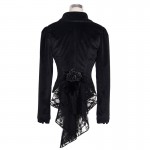 Devil Fashion Goth Rock Black Dark Wear Swallow Tail Short Jacket for Women Metal Retro Medieval Dovetail Coat with Lace Flower