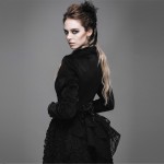 Devil Fashion Goth Rock Black Dark Wear Swallow Tail Short Jacket for Women Metal Retro Medieval Dovetail Coat with Lace Flower