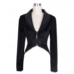 Devil Fashion Goth Rock Black Dark Wear Swallow Tail Short Jacket for Women Metal Retro Medieval Dovetail Coat with Lace Flower