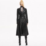 Devil Fashion Gothic Long Spliced Faux Leather Winter Killer Coats Women Steampunk Goth Female Cool PU Military Ridding Overcoat