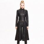 Devil Fashion Gothic Long Spliced Faux Leather Winter Killer Coats Women Steampunk Goth Female Cool PU Military Ridding Overcoat