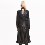 Devil Fashion Gothic Long Spliced Faux Leather Winter Killer Coats Women Steampunk Goth Female Cool PU Military Ridding Overcoat