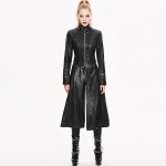 Devil Fashion Gothic Long Spliced Faux Leather Winter Killer Coats Women Steampunk Goth Female Cool PU Military Ridding Overcoat