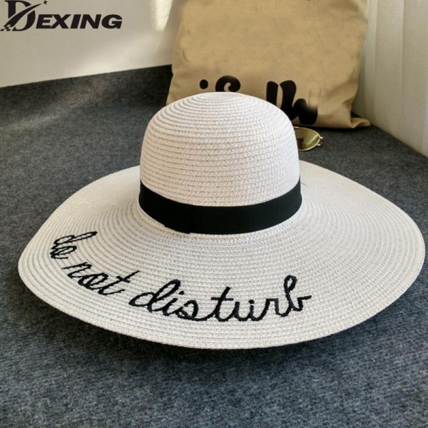 [Dexing]do not disturb wide brim  floppy  foldable sun  hat summer hat for women beach straw hat  ladies  chapeu panama femme 