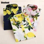 Dioufond Summer Floral Blouse Shirt Women Long Sleeve Tops Cotton Shirts White Navy Blouses Small Flower Blusas Femininas 2016