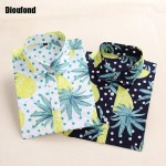 Dioufond Summer Floral Blouse Shirt Women Long Sleeve Tops Cotton Shirts White Navy Blouses Small Flower Blusas Femininas 2016