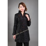 Discount Burgundy Female Silk Polyester Outwear Chinese Traditional Tang Suit Middle-Aged Mother Long Coat Size S To XXXL T045