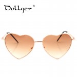 Dollger Heart Shaped Sunglasses Women Metal Reflective Mirror Lens Fashion Luxury Sun Glasses Brand Designer For Ladies s0396