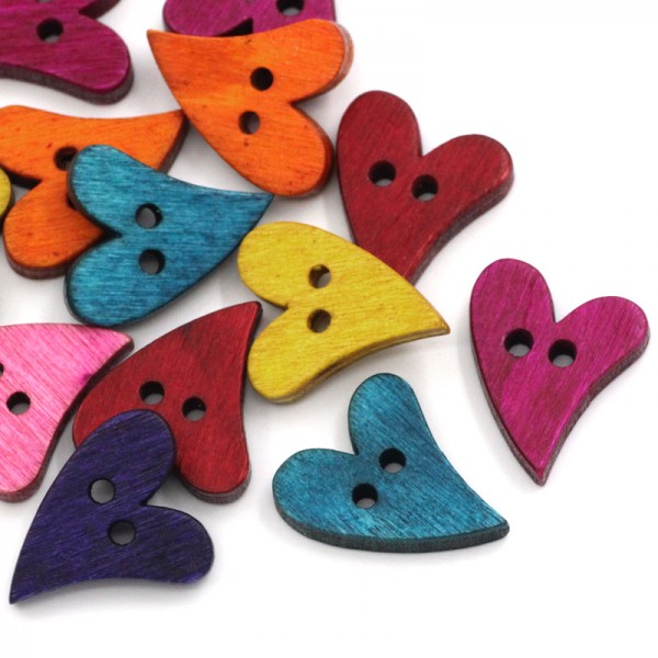 DoreenBeads Wood Buttons Scrapbooking Heart 2 Holes At Random 21x17mm,15PCs 2015 new