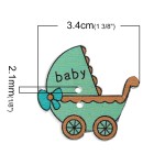 DoreenBeads Wood Sewing Button Scrapbooking Baby Carriage Mixed Two Holes 3.4cm(1 3/8") x 3.2cm(1 2/8"), 6 PCs 2015 new