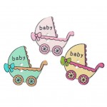 DoreenBeads Wood Sewing Button Scrapbooking Baby Carriage Mixed Two Holes 3.4cm(1 3/8") x 3.2cm(1 2/8"), 6 PCs 2015 new