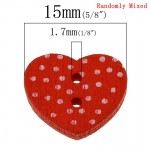 DoreenBeads Wood Sewing Button Scrapbooking Heart Mixed Two Holes Dot Pattern 15.0mm( 5/8") x 13.0mm( 4/8"), 15 PCs 2015 new