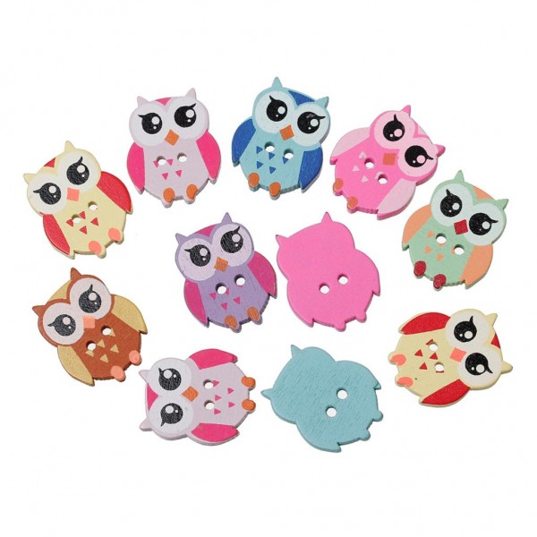 DoreenBeads Wood Sewing Button Scrapbooking Owl Mixed Two Holes 21mm(7/8")x 17mm(5/8"),8 PCs 2015 new