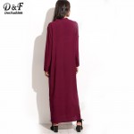 Dotfashion Plain Split Side Shirt Dress Ladies Autumn Maxi Dresses Plain Long Sleeve Stand Collar Buttons Dress