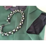 Dresses  summer dress   Ladies Slim big green fold dress + send pearl necklace   party dresses