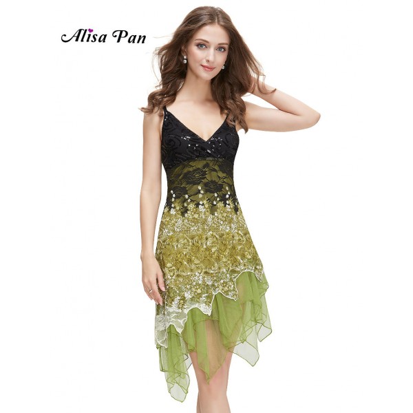 Dresses With Lace Special Occasion 2017 New Arrival  Alisa Pan HE00045  Flowing Green Lace Women Dresses