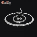 DuoTang Hot Selling  Rhinestone Crystal Choker Necklace Earrings and Bracelet Wedding Jewelry Sets Wedding Accessories T0035B1