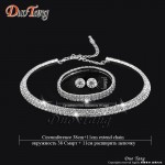 DuoTang Hot Selling  Rhinestone Crystal Choker Necklace Earrings and Bracelet Wedding Jewelry Sets Wedding Accessories T0035B1