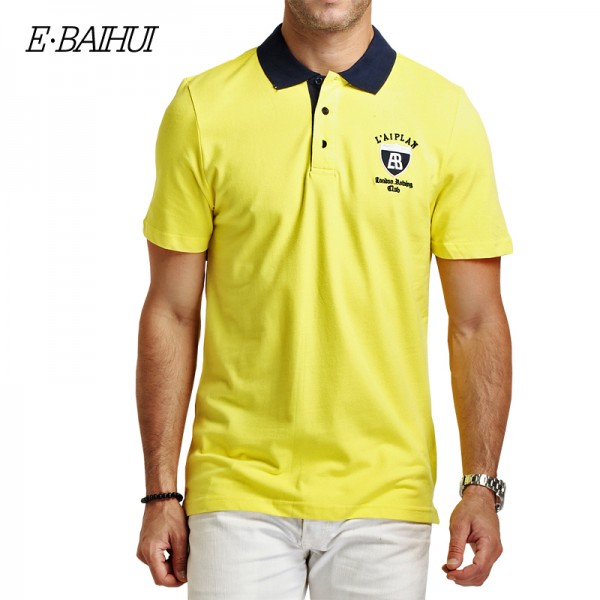 E-BAIHUI brand Summer style Men's Regular Slim Lapel  Embroidered Polo Shirts cotton men casual tops tees  man poloshirts  P009