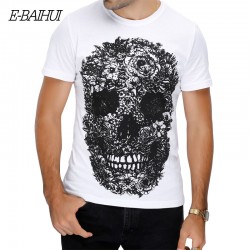 E-BAIHUI brand mens short t shirts Skull 3d t shirt men Hip Hop Men T-shirt Casual tops tees Swag marcelo burlon t-shirts Y049