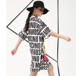 [EAM] 2017 Korean summer loose plus size XL-5XL fashion casual cartoon digital printing kit T-shirt dress female 5450