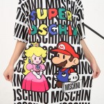 [EAM] 2017 Korean summer loose plus size XL-5XL fashion casual cartoon digital printing kit T-shirt dress female 5450