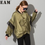 [EAM] 2017 The new listing organza Dutch side taste lantern sleeve loose plus size thin coat female wholesale AS20026