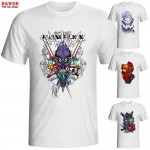 [EATGE] Exclusive Creative Neon Genesis Evangelion In Ray Red Eye T Shirt White EVA T-shirt Fashion Brand Printed Tshirt Men