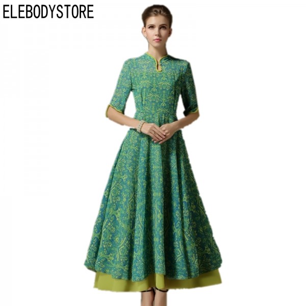 ELEBODYSTORE Maxi Dress 2017 Vestidos Summer Dresses Women Vestido Vintage Long Fashion Casual Woman Retro Chiffon Mujer Clothes