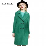 ELF SACK 2016 Winter Female Wool Coats Women Solid Double Breasted Coat Thick Long Outerwear