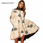 EMIR ROFFER 2016 High Quality Floral Print Women's Down Jacket Parka Princess Skirt Off Shoulder Female Winter Coats Clothes