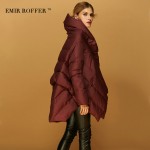 EMIR ROFFER 2017 Fashion Women's Down Jacket Parka Cloaks European Designer Asymmetric Length Hooded Anorak Winter Coat Female