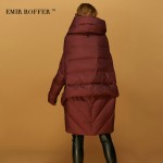 EMIR ROFFER 2017 Fashion Women's Down Jacket Parka Cloaks European Designer Asymmetric Length Hooded Anorak Winter Coat Female