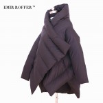 EMIR ROFFER 2017 Fashion Women's Down Jacket Parka Cloaks European Designer Asymmetric Length Hooded Anorak Winter Coat Female