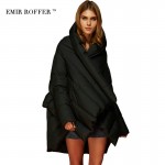 EMIR ROFFER 2017 Fashion Women's Down Jacket Parka Cloaks European Designer Asymmetric Length Hooded Anorak Winter Coat Female