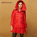 EMIR ROFFER Fashion Loose A Line Skirt Hooded Cloaks Coat  Female Winter Women's Down Jacket Parka Plus Size Camperas Outwear