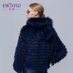 ENJOYFUR new winter fur jacket for women real silver fox fur strip coat with fur cap 2016 new sale high-end  real fur coat