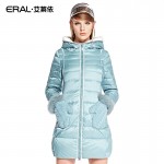 ERAL 2016 High Quality New Arrival Women Winter Coat Slim Long Hooded Down Jacket with Fur Glove Pockets Plus Size ERAL6016C