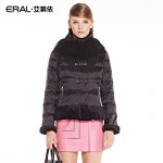 ERAL 2016 New Arrival Winter Coat Women's Slim Elegant Velour Patchwork Short Down Jacket with Mongolian Fur Collar ERAL2030C