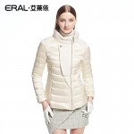 ERAL 2016 Winter Women's Slim Wool Patchwork Stand Collar Causal Short Down Coat Down Jacket ERAL2030D