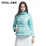 ERAL 2016 Winter Women's Slim Wool Patchwork Stand Collar Causal Short Down Coat Down Jacket ERAL2030D