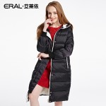 ERAL Women's Winter 2016 New Slim Medium-long DownCcoat Thickening Hooded Casual Parka Down Jacket ERAL16056-EDAB