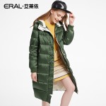 ERAL Women's Winter 2016 New Slim Medium-long DownCcoat Thickening Hooded Casual Parka Down Jacket ERAL16056-EDAB