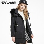 ERAL Women's Winter 2016 New Slim Raccoon Fur Luxury Hooded  Down Jacket Medium-longThickening Casual Down Coat ERAL16022-EDAB