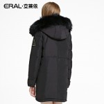 ERAL Women's Winter 2016 New Slim Raccoon Fur Luxury Hooded  Down Jacket Medium-longThickening Casual Down Coat ERAL16022-EDAB