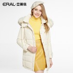 ERAL Women's Winter 2016 New Slim Raccoon Fur Luxury Hooded  Down Jacket Medium-longThickening Casual Down Coat ERAL16022-EDAB