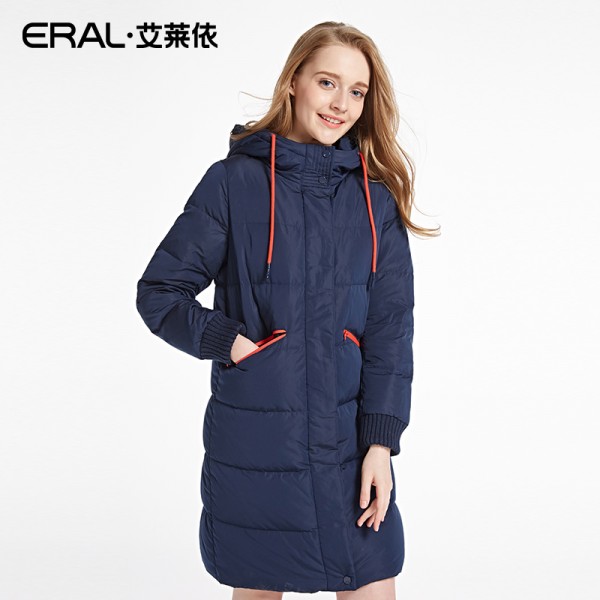 ERAL Women's Winter 2016 Slim Casual Hooded Solid Thickening Long Down Jacket ERAL16031-EDAA