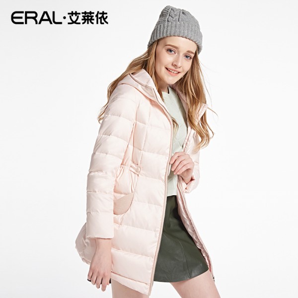 ERAL Women's Winter 2016 Slim Causal Hooded Medium-Long Down Coat Femal Parka Jacket 2016 slim ERAL16030-EDAA