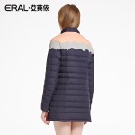 ERAL Women's Winter 2016 Stand Collar Block Wave Medium-long Down Coat Slim Casual Down Jacket ERAL16089-EDAA